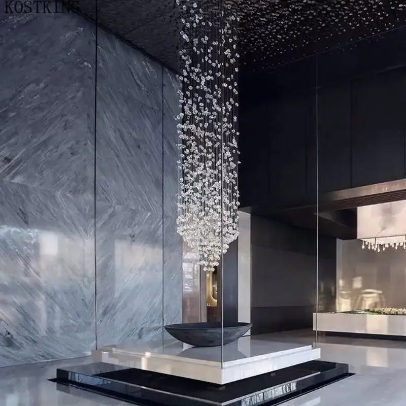 Decorbites crystal led chandelier staircase luxury glass lighting