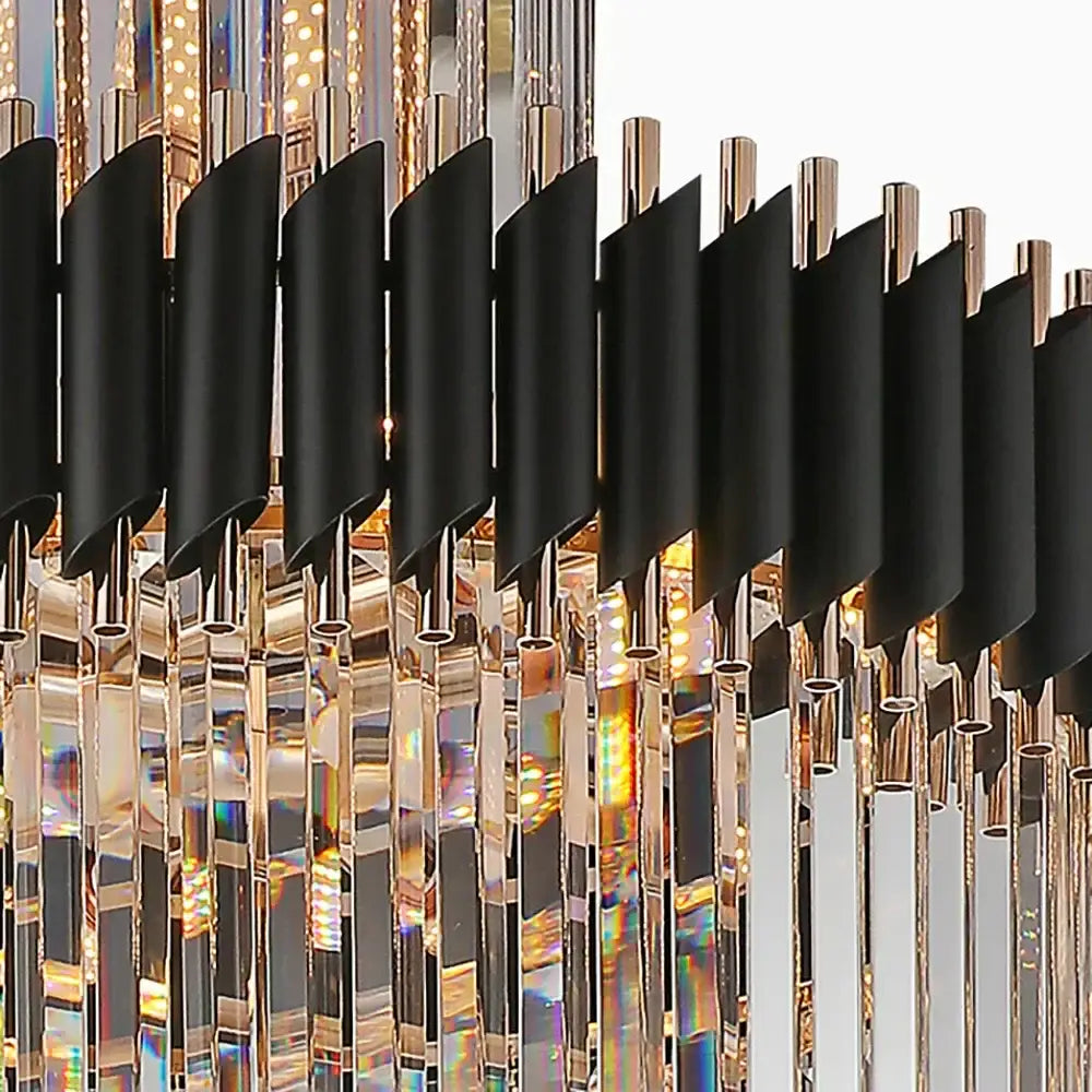 Decorbites crystal led multi-layer staircase chandelier black & gold