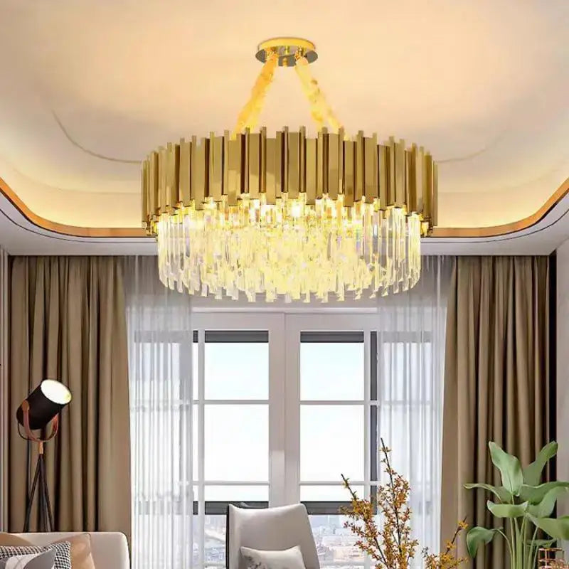 Decorbites crystal led pendant gold chandelier for dining room