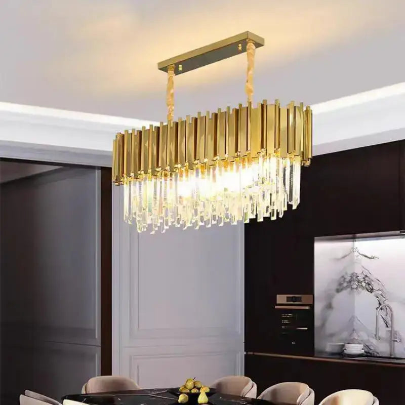 Decorbites crystal led pendant gold chandelier for dining room