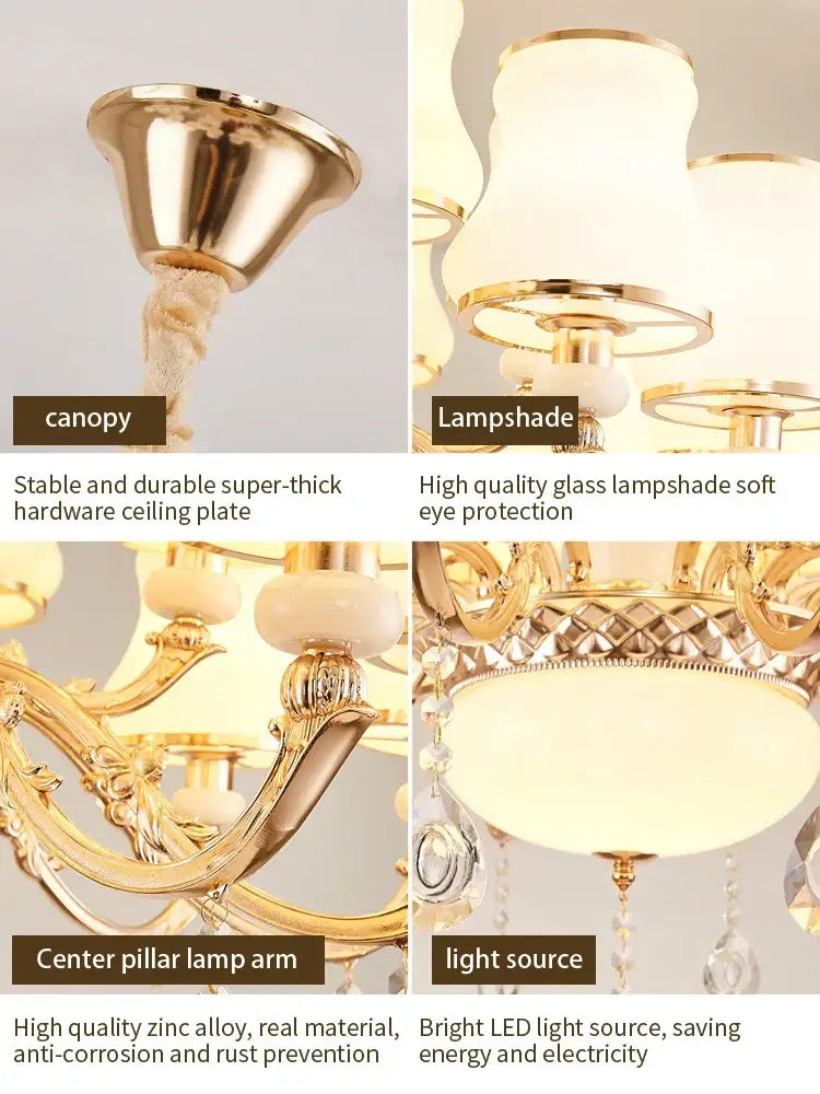 Decorbites crystal led pendant gold frosted glass living room chandelier