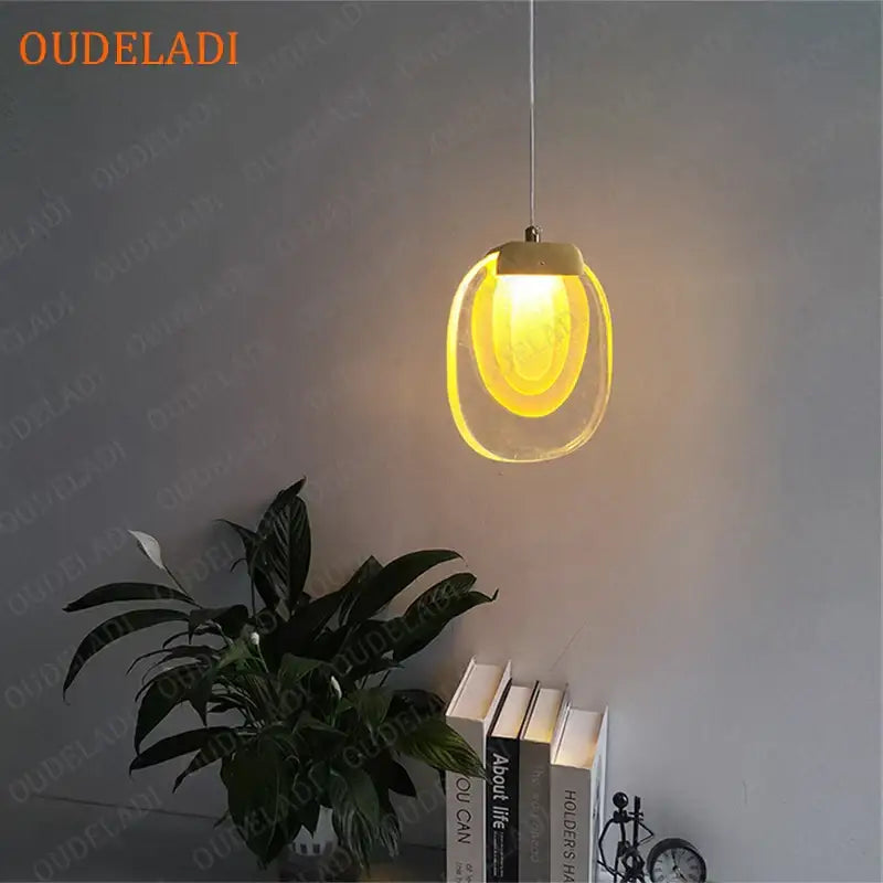 Decorbites crystal led pendant warm yellow kitchen light