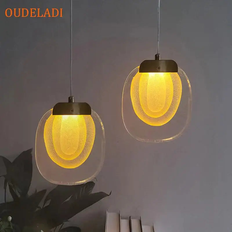 Decorbites crystal led pendant warm yellow kitchen light
