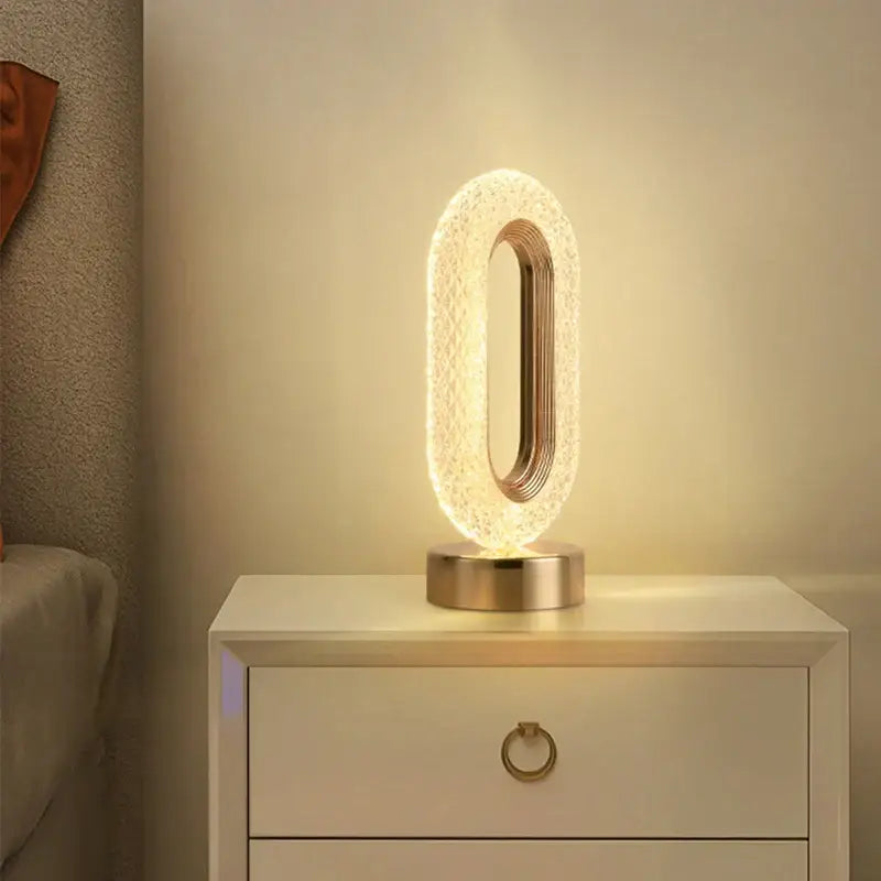 Decorbites crystal led table lamp gold oval light for bedroom