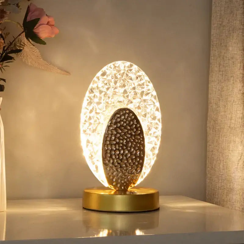 Decorbites crystal led table lamp gold oval light for bedroom