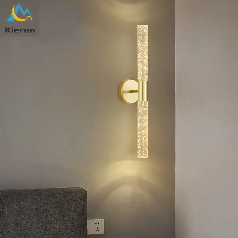 Decorbites crystal led wall lamp gold sconce for bedroom decor