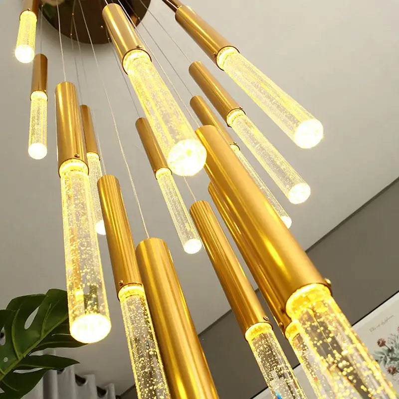 Decorbites crystal loft gold & clear chandelier living room light