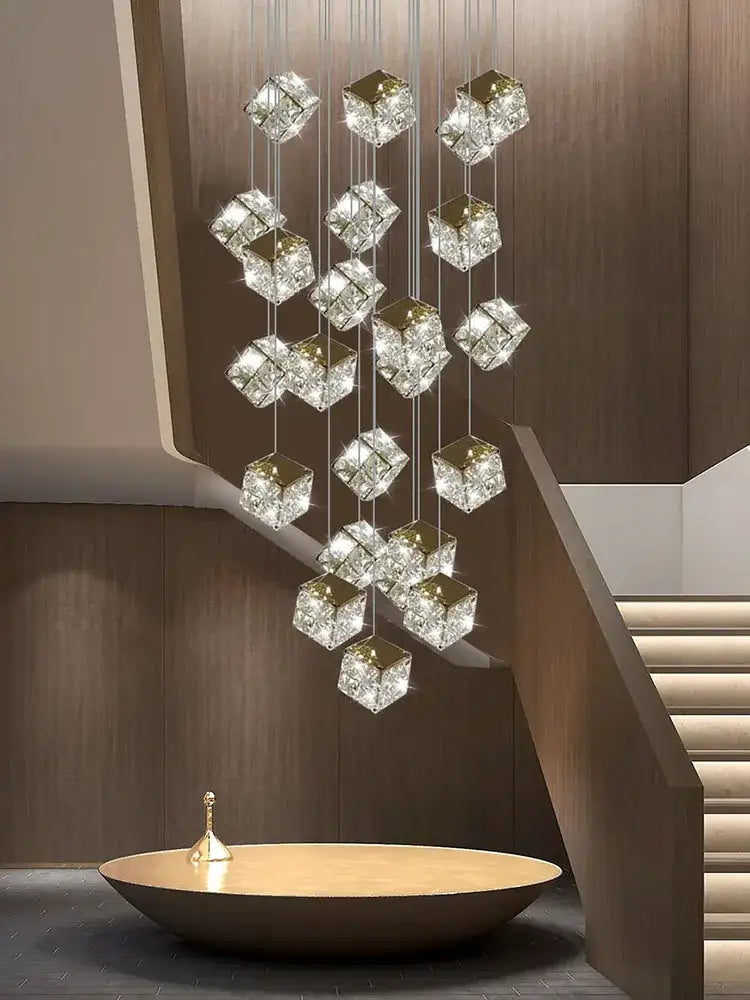 Decorbites crystal modern cubic chandelier living room led lighting