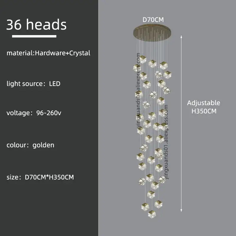 Decorbites crystal modern cubic chandelier living room led lighting