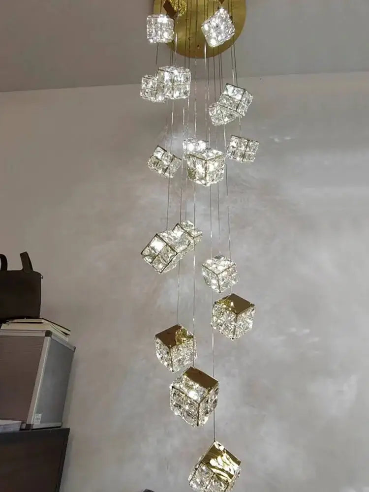 Decorbites crystal modern cubic chandelier living room led lighting
