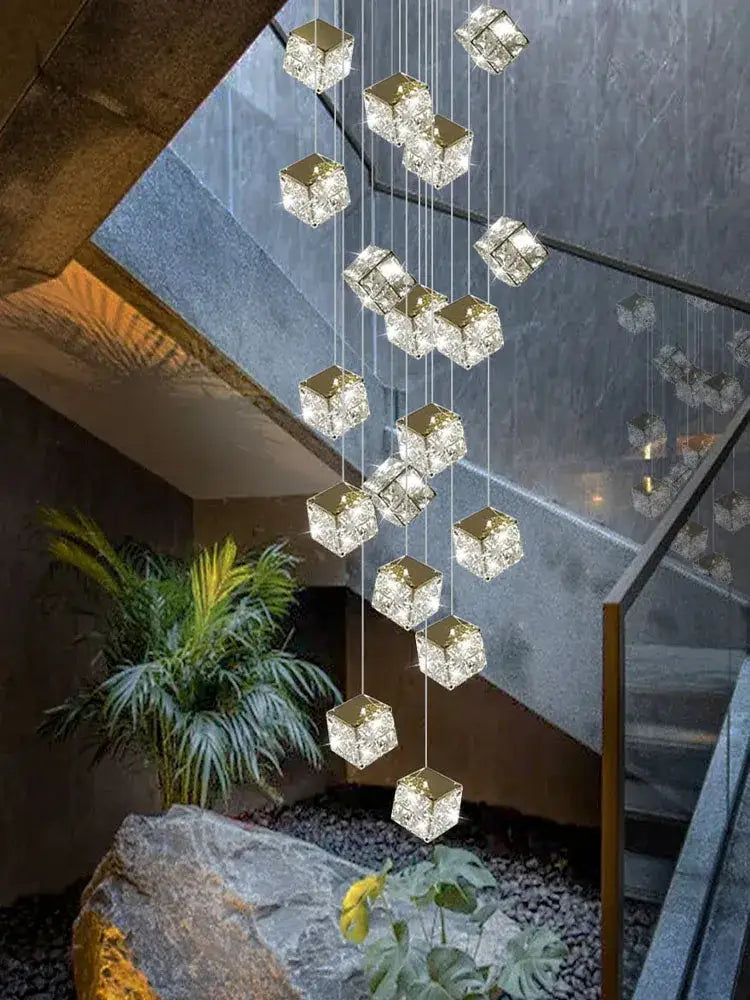 Decorbites crystal modern cubic chandelier living room led lighting