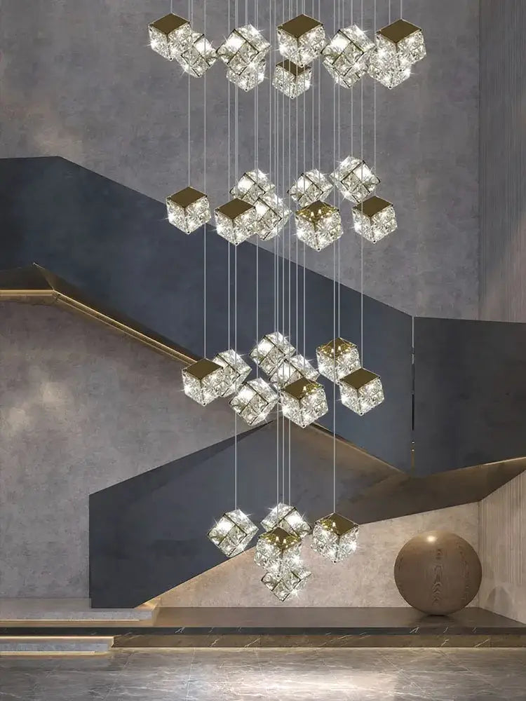 Decorbites crystal modern cubic chandelier living room led lighting