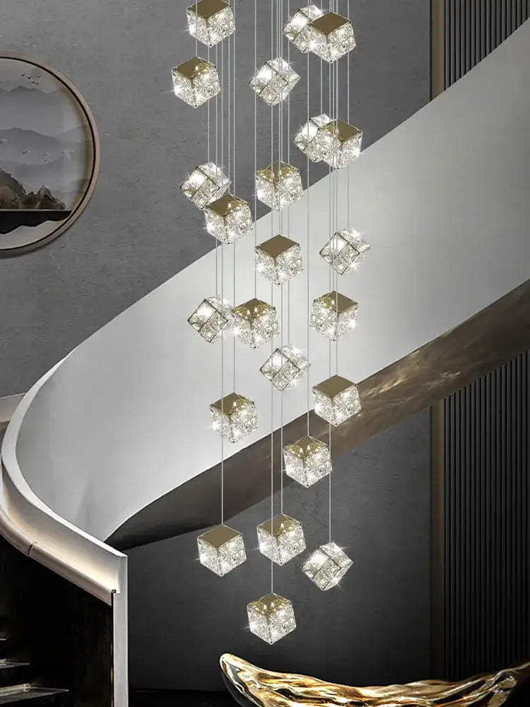 Decorbites crystal modern cubic chandelier living room led lighting