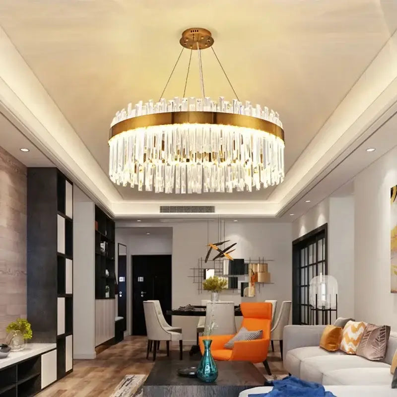 Modern gold luxury modest crystal chandelier dining room light