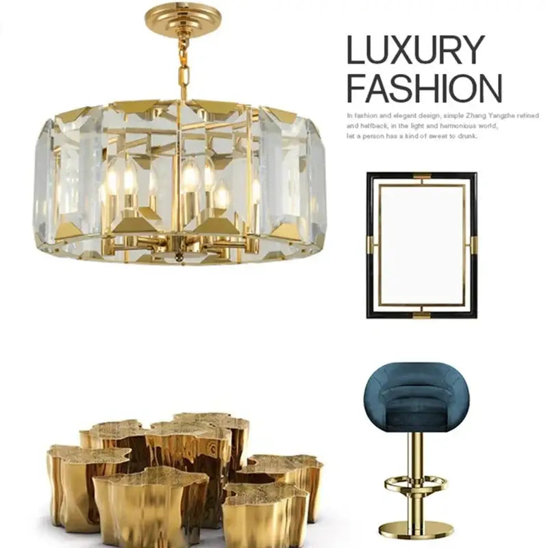 Decorbites crystal pendant chandelier gold living room light