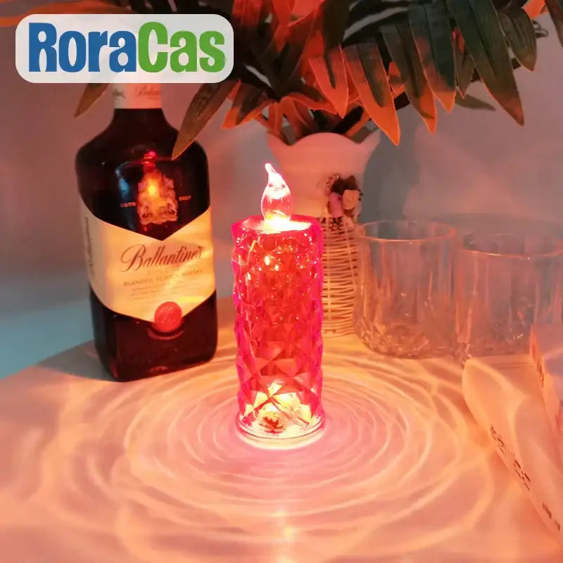 Decorbites crystal rose red led candle night light for bedroom