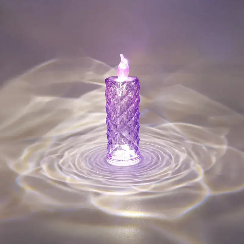 Decorbites crystal rose red led candle night light for bedroom