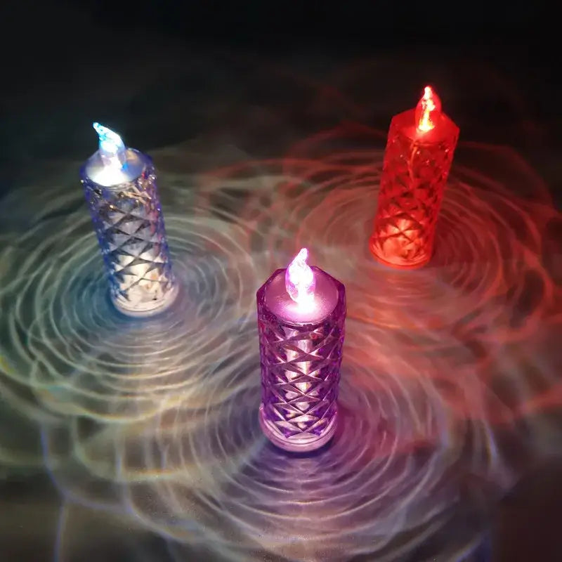 Decorbites crystal rose red led candle night light for bedroom