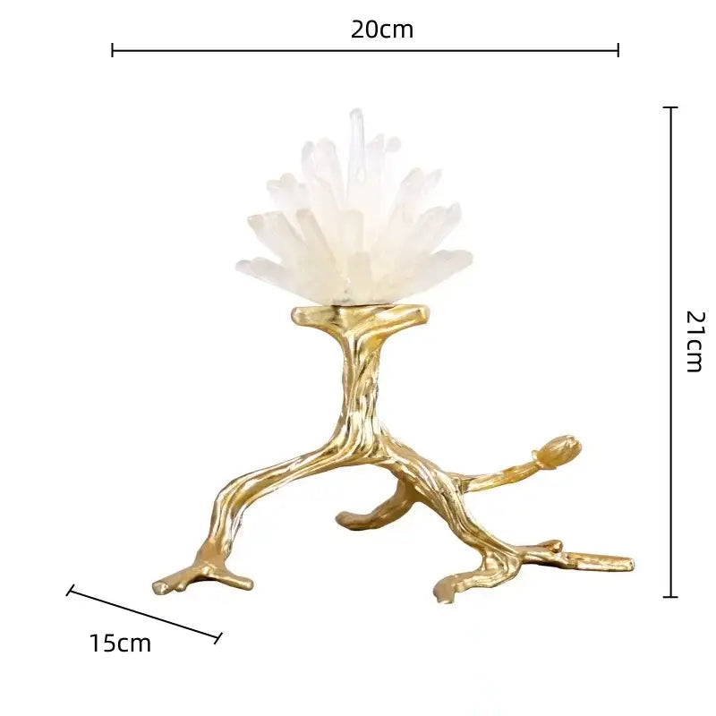 Decorbites crystal stone golden bird tree sculpture living room decor