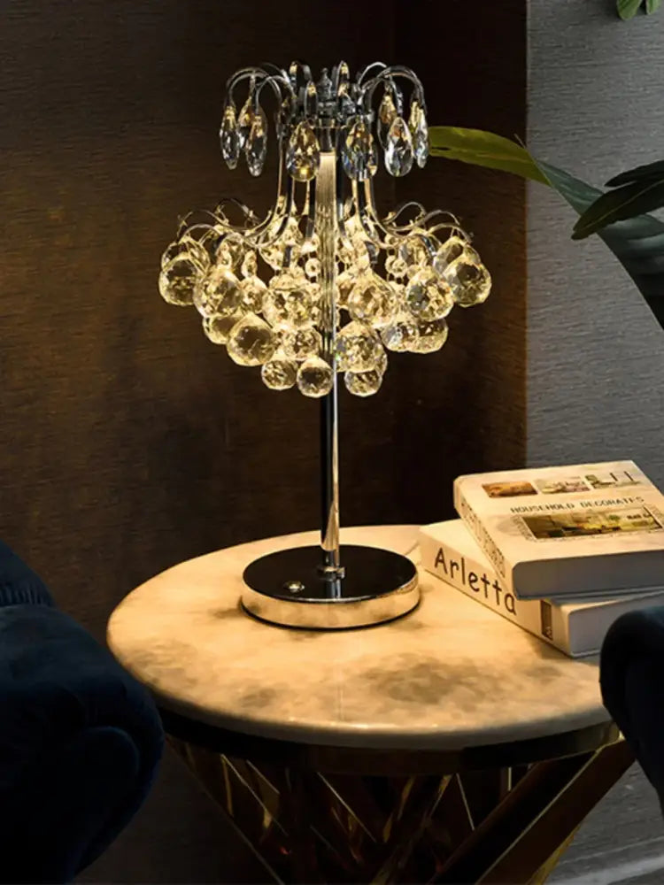 Decorbites crystal table lamp golden chandelier bedroom light