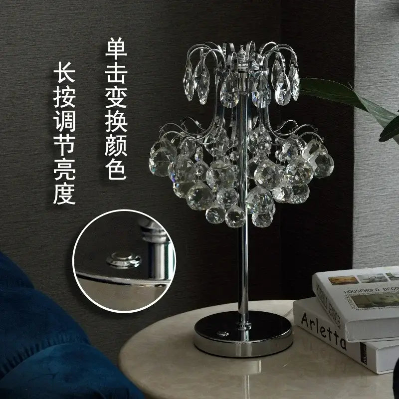 Decorbites crystal table lamp golden chandelier bedroom light