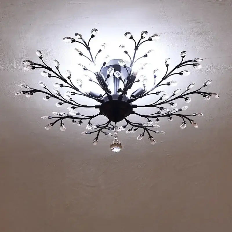 Decorbites crystal tree black chandelier with beads bedroom light