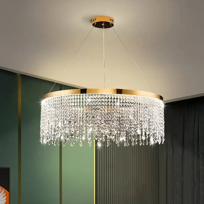 Decorbites crystal waterfall chandelier gold dining room light