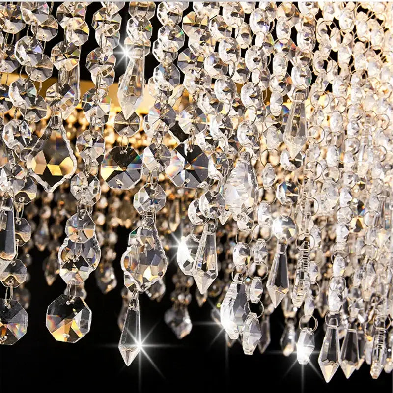 Decorbites crystal waterfall chandelier gold dining room light