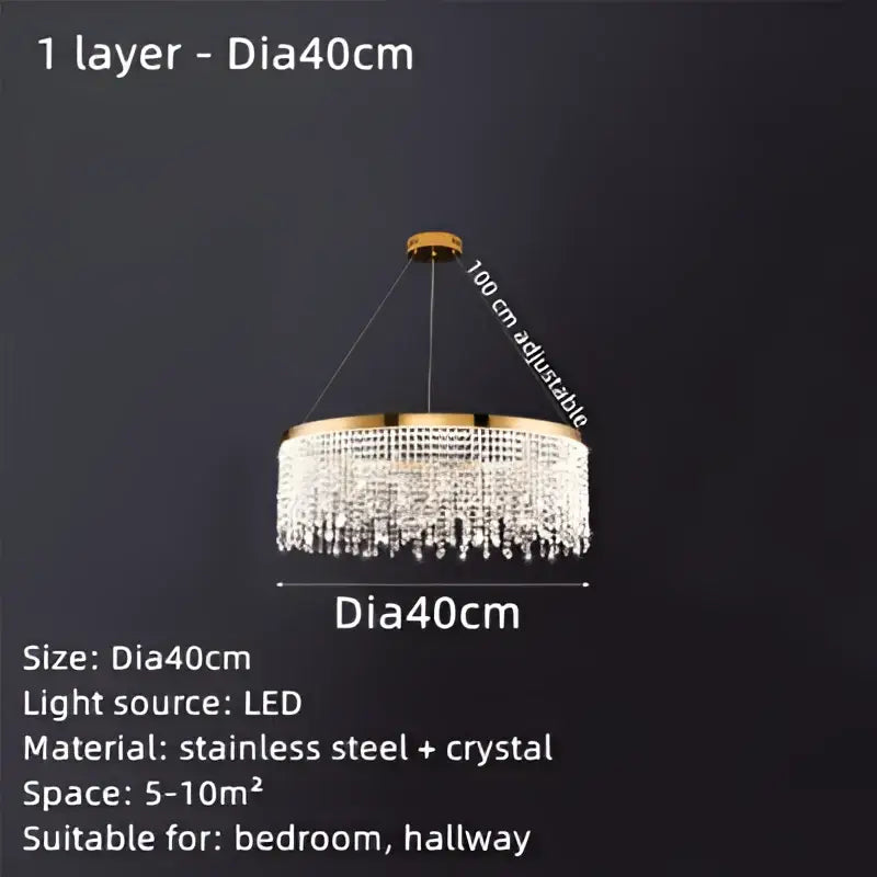 Decorbites crystal waterfall chandelier gold dining room light