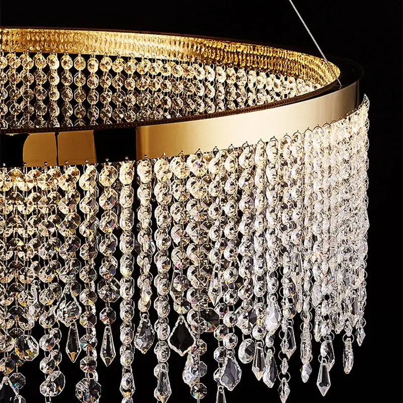 Decorbites crystal waterfall chandelier gold dining room light