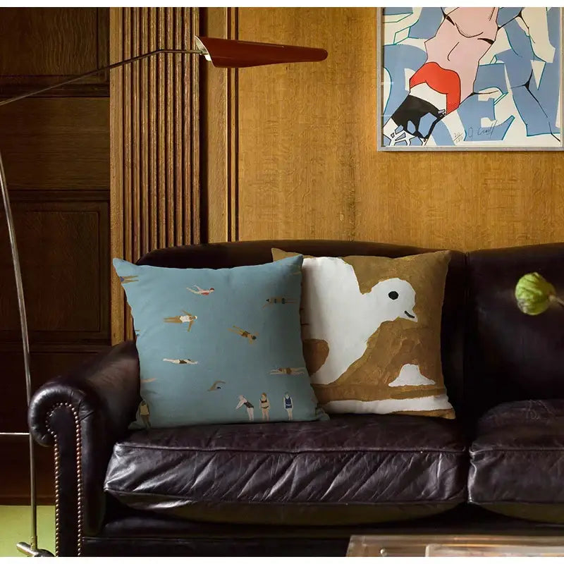 Decorbites cute dog printed black & white pillow cover living room