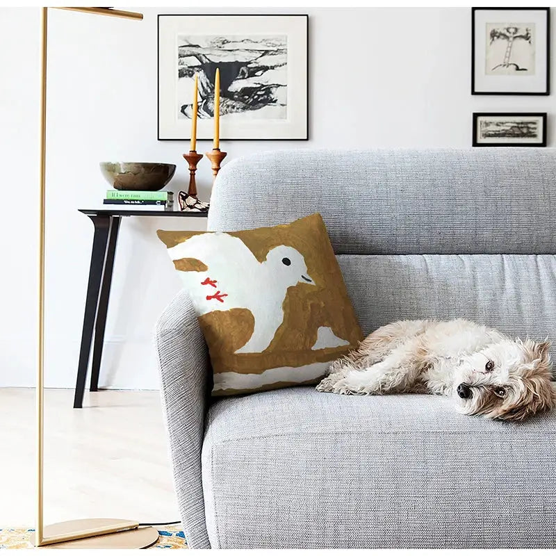 Decorbites cute dog printed black & white pillow cover living room