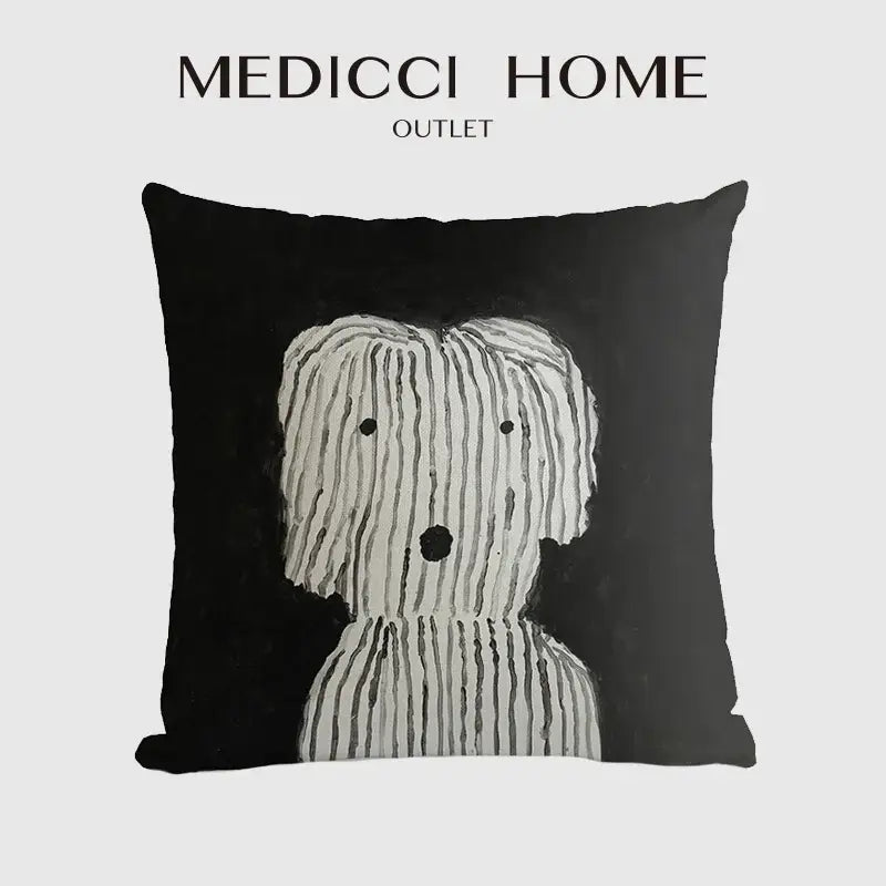 Decorbites cute dog printed black & white pillow cover living room