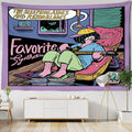 Decorbites cute girl cartoon wall hanging pink bedroom tapestry
