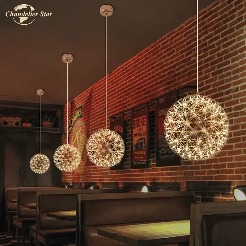 Decorbites dandelion ball led chandelier gold firework dining room