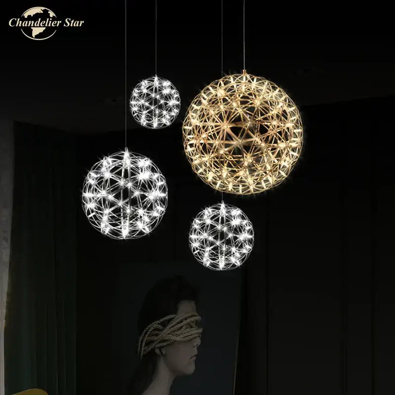 Decorbites dandelion ball led chandelier gold firework dining room