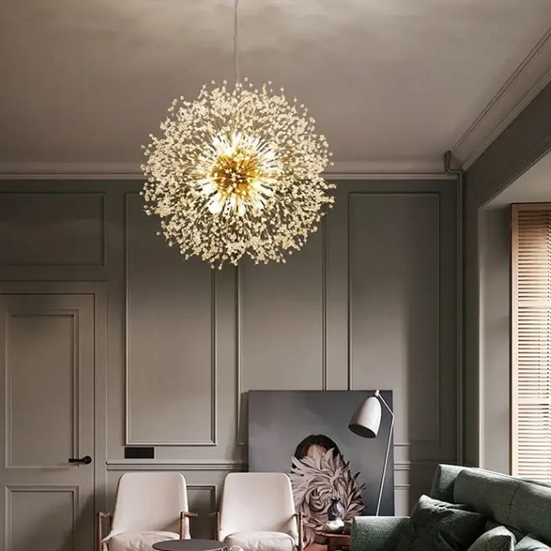 Decorbites dandelion chandelier gold and crystal living room light