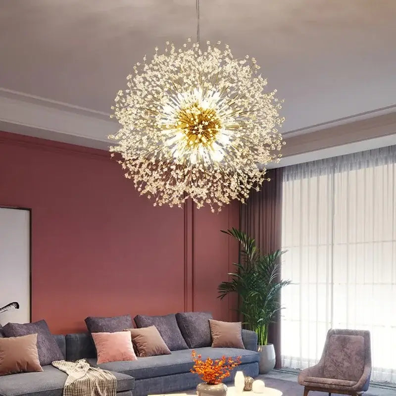 Decorbites dandelion chandelier gold and crystal living room light