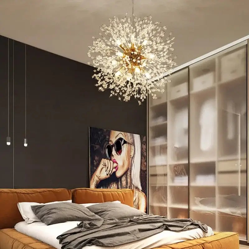 Decorbites dandelion chandelier gold and crystal living room light
