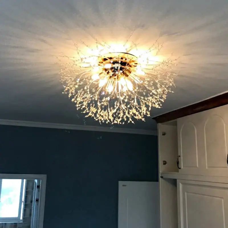 Decorbites dandelion chandelier gold crystal led living room light