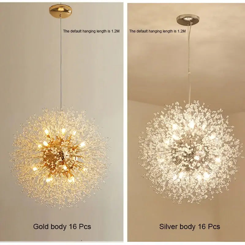 Decorbites dandelion chandelier gold crystal sparkle ball living room