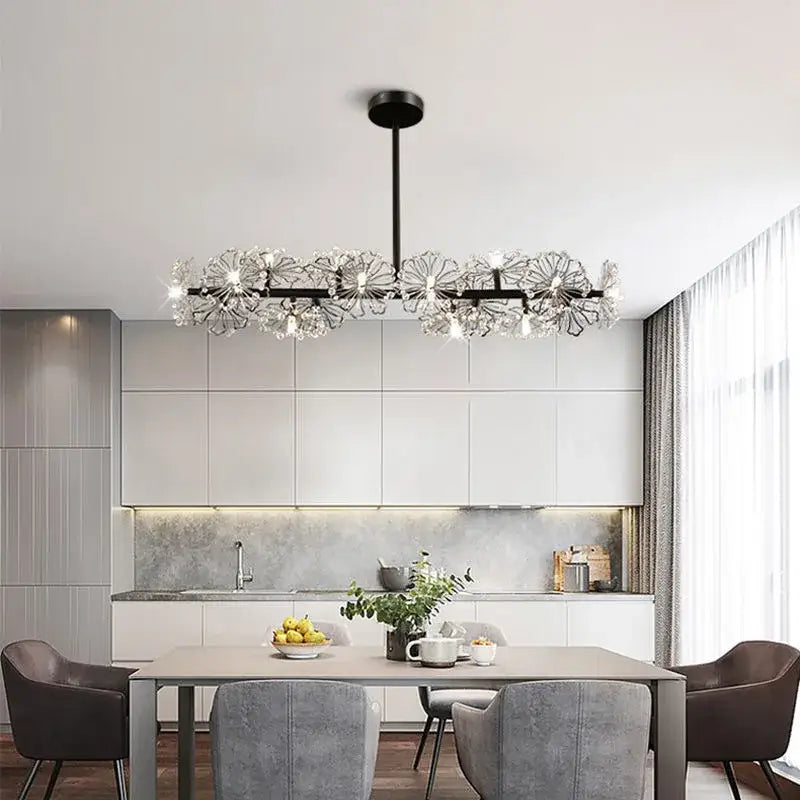 Decorbites dandelion flower chandelier black metal living room light