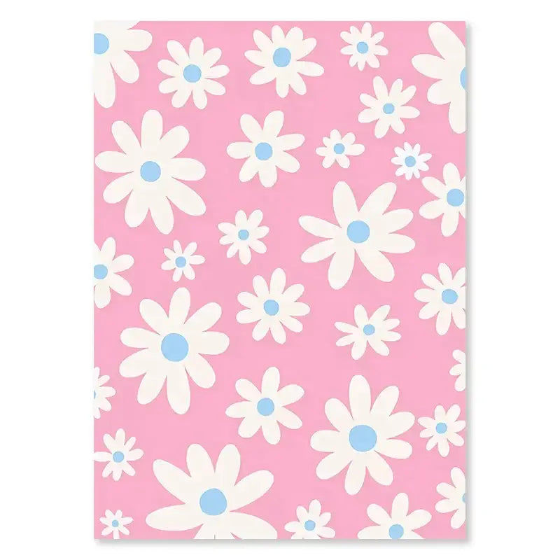 Danish pastel pink & yellow peace sign flower canvas bedroom wall art