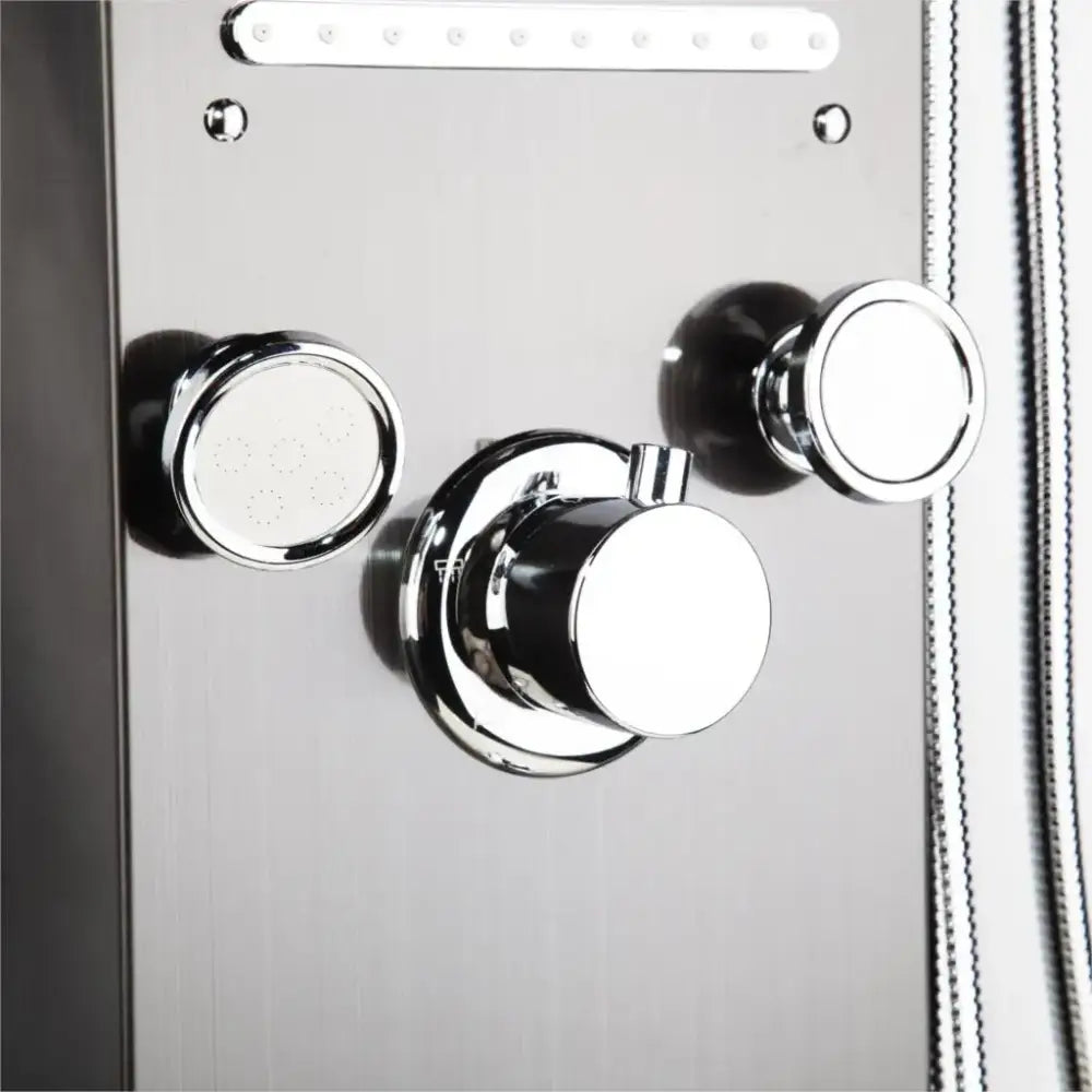 Decorbites dark grey led shower panel with rainfall spa jets bathroom