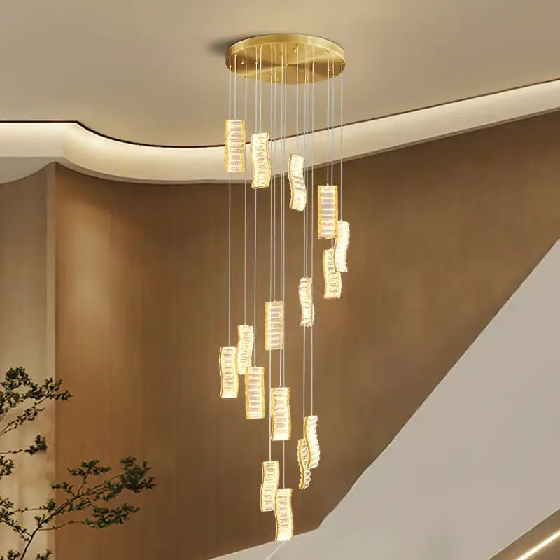 Decorbites deluxe crystal spiral slinglights dining room gold pendant
