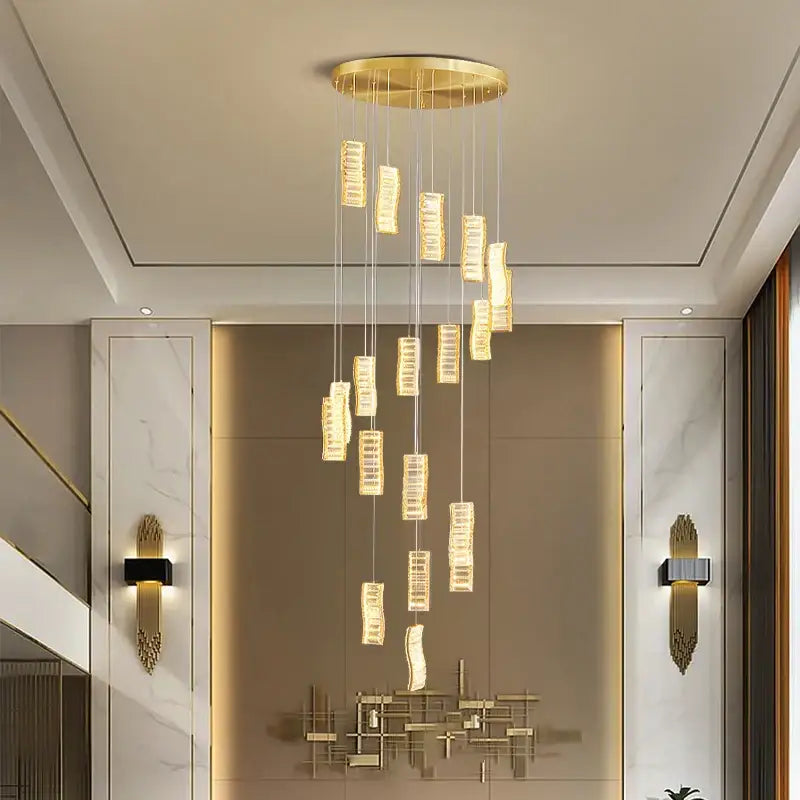 Decorbites deluxe crystal spiral slinglights dining room gold pendant