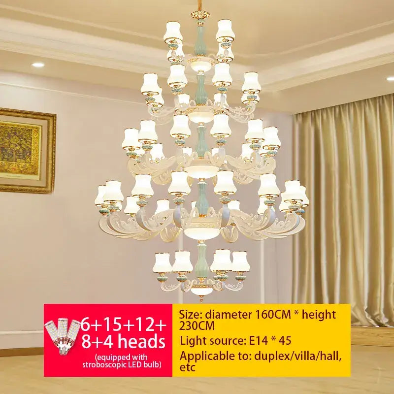 Decorbites deluxe duplex living room chandelier white & blue glass
