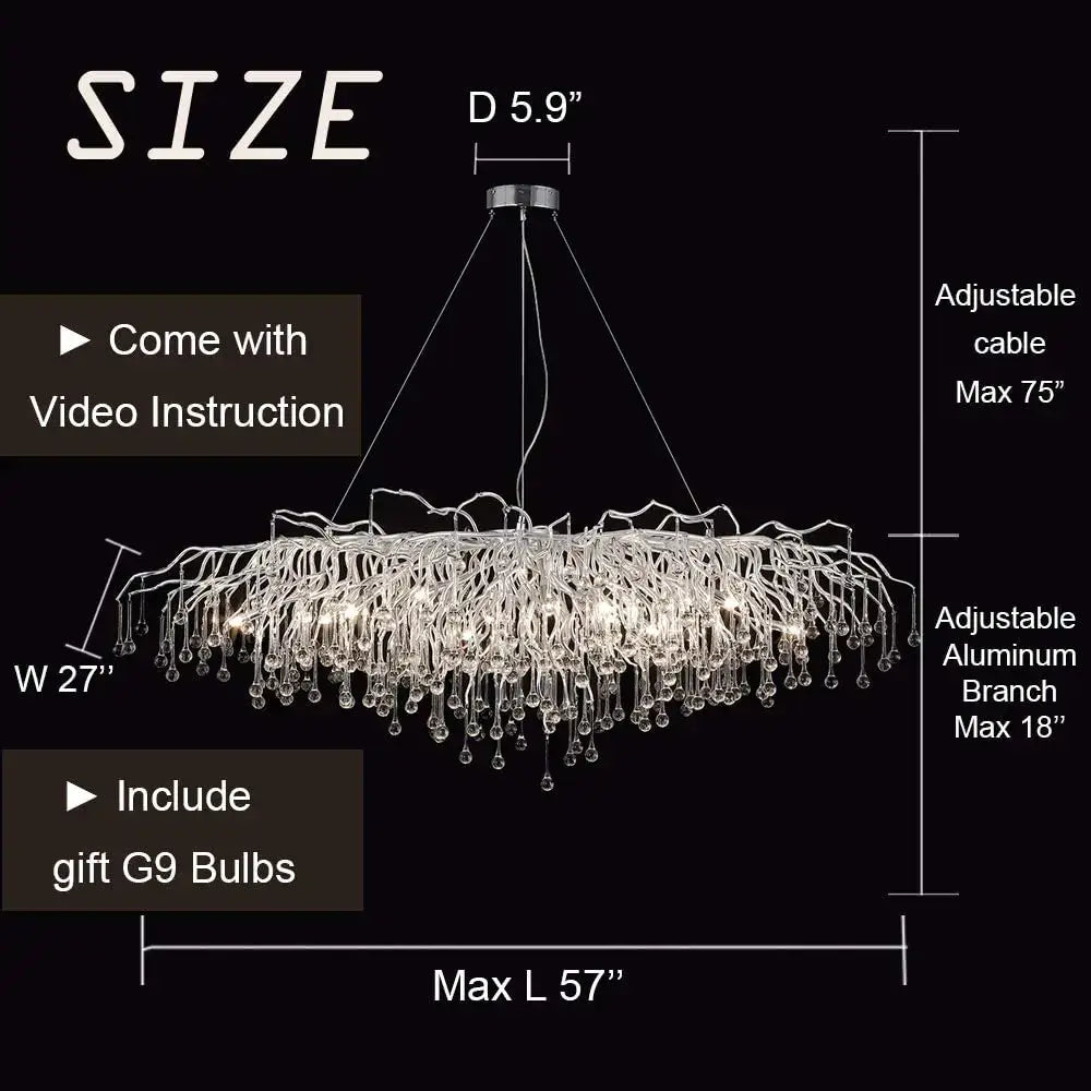Modern chrome branching crystal chandelier living room lamp package