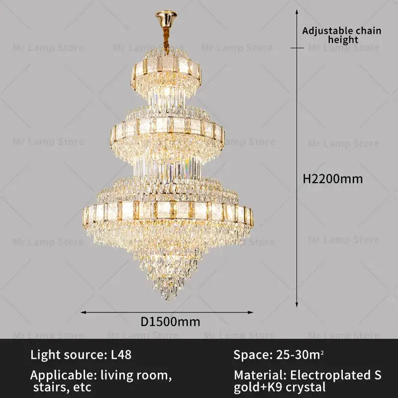 Decorbites elegant crystal chandelier gold dining room glass prisms