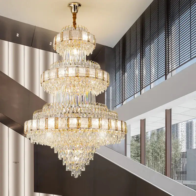 Decorbites elegant crystal chandelier gold dining room glass prisms